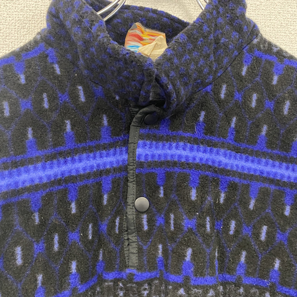 ～90s　SUNBUSTER　フリースプルオーバー　ヴィンテージ　総柄　紺　ネイビー　XLサイズ　古着
