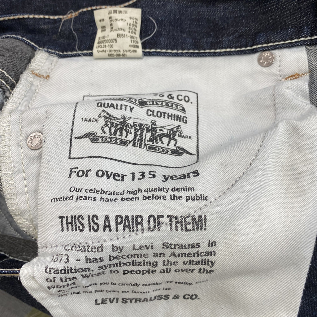 Levi's　リーバイス　511　デニムパンツ/ジーンズ　ジップフライ　インディゴ　W34サイズ メンズ コットン ポリエステル 古着