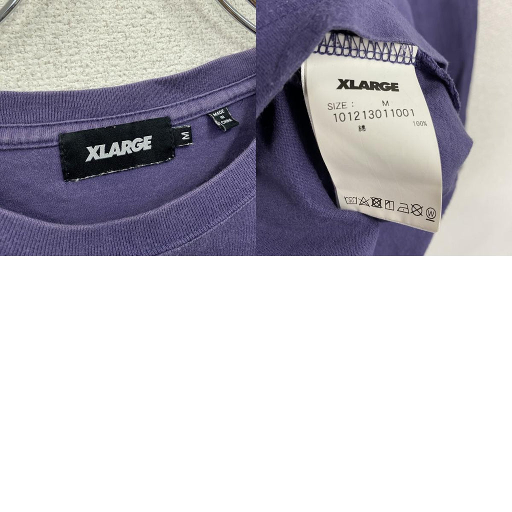 XLARGE　エクストララージ　長袖Tシャツ/ロンT　刺繍ロゴ　デカロゴ　両面プリント　紫　パープル　Mサイズ　古着