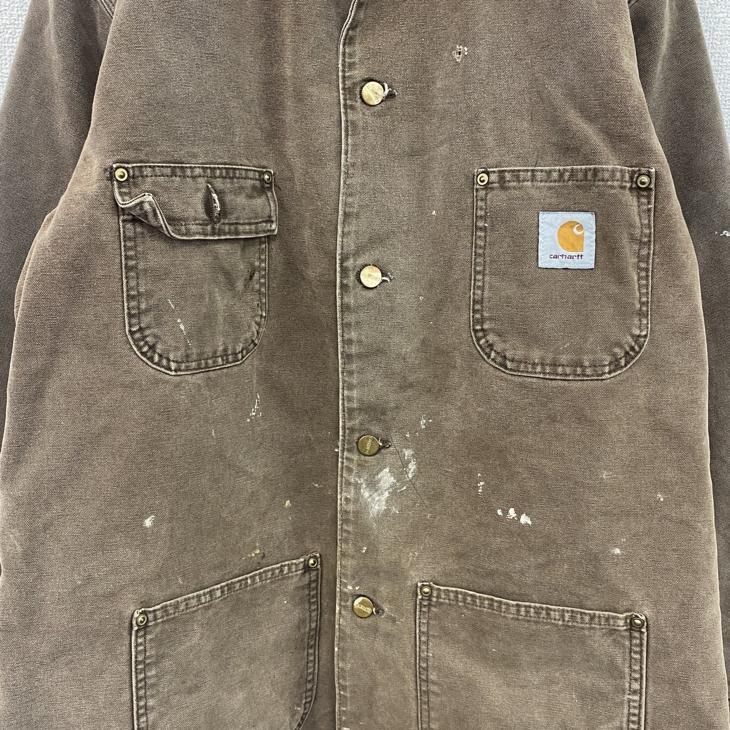 ～90s　carhartt　カーハート　ミシガンチョアコート　ダックカバーオール　ブランケットライナー　茶色　ブラウン　Lサイズ