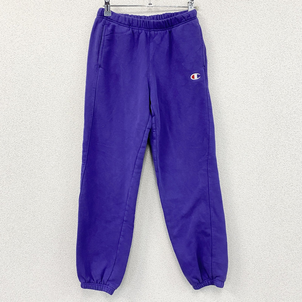 Champion　チャンピオン　スウェットパンツ　刺繍ロゴ　ワンポイント　フェード　紫　パープル　古着