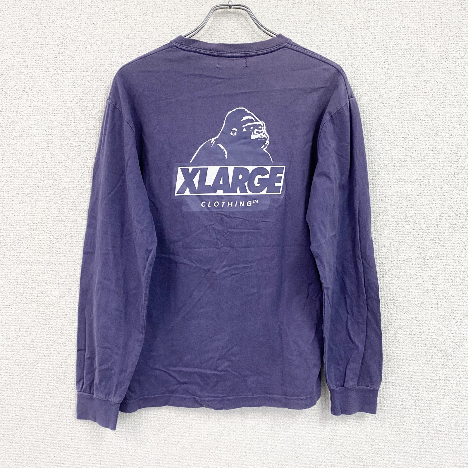 XLARGE　エクストララージ　長袖Tシャツ/ロンT　刺繍ロゴ　デカロゴ　両面プリント　紫　パープル　Mサイズ　古着