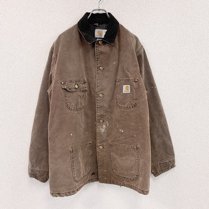 ～90s　carhartt　カーハート　ミシガンチョアコート　ダックカバーオール　ブランケットライナー　茶色　ブラウン　Lサイズ