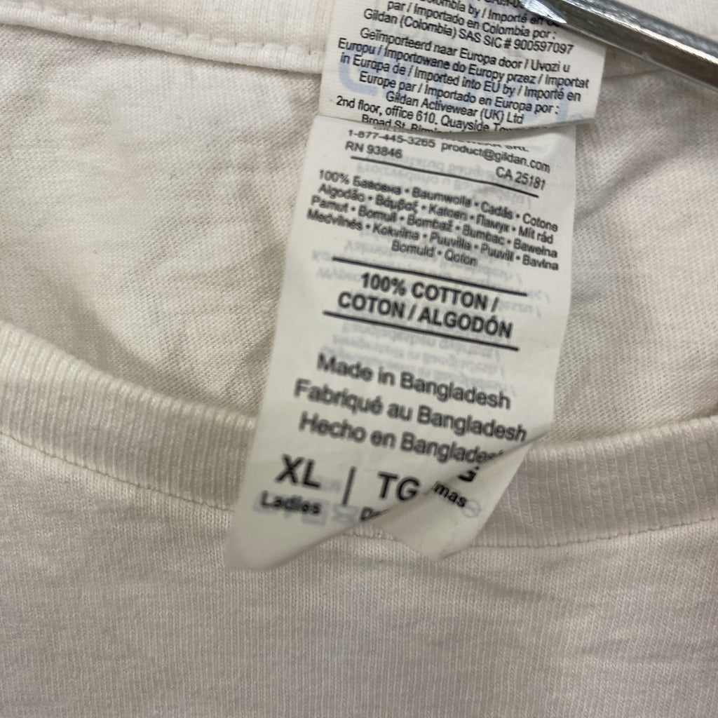 GILDAN　ギルダン　ジャーヴィスコッカー　半袖プリントTシャツ　バンドＴ　白　ホワイト　XLサイズ　古着