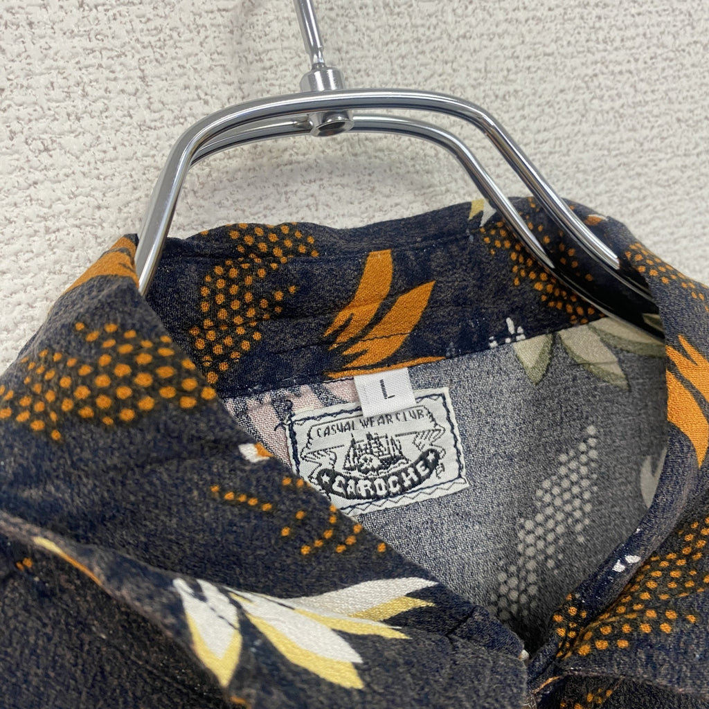 CARDCHE　長袖シャツ　総柄　黒　ブラック　Lサイズ　古着