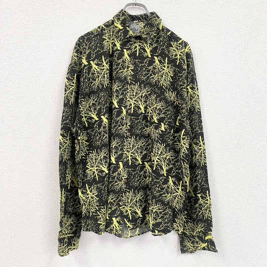 CARDCHE　長袖シャツ　総柄　黄色　イエロー　Lサイズ