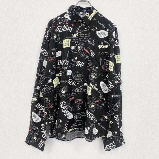 CARDCHE　スヌーピー　長袖シャツ　総柄　黒　ブラック　Lサイズ