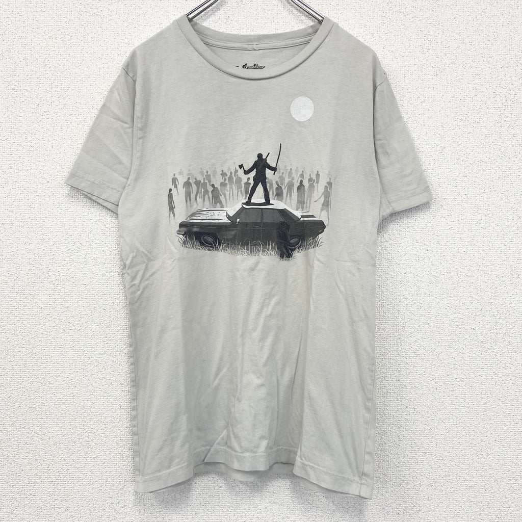 threaddless　半袖プリントゲームTシャツ　ゾンビサバイバル　灰色　グレー　Mサイズ　古着