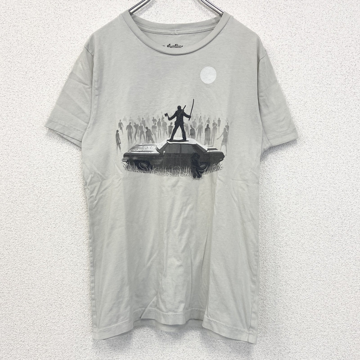 threaddless　半袖プリントゲームTシャツ　ゾンビサバイバル　灰色　グレー　Mサイズ　古着