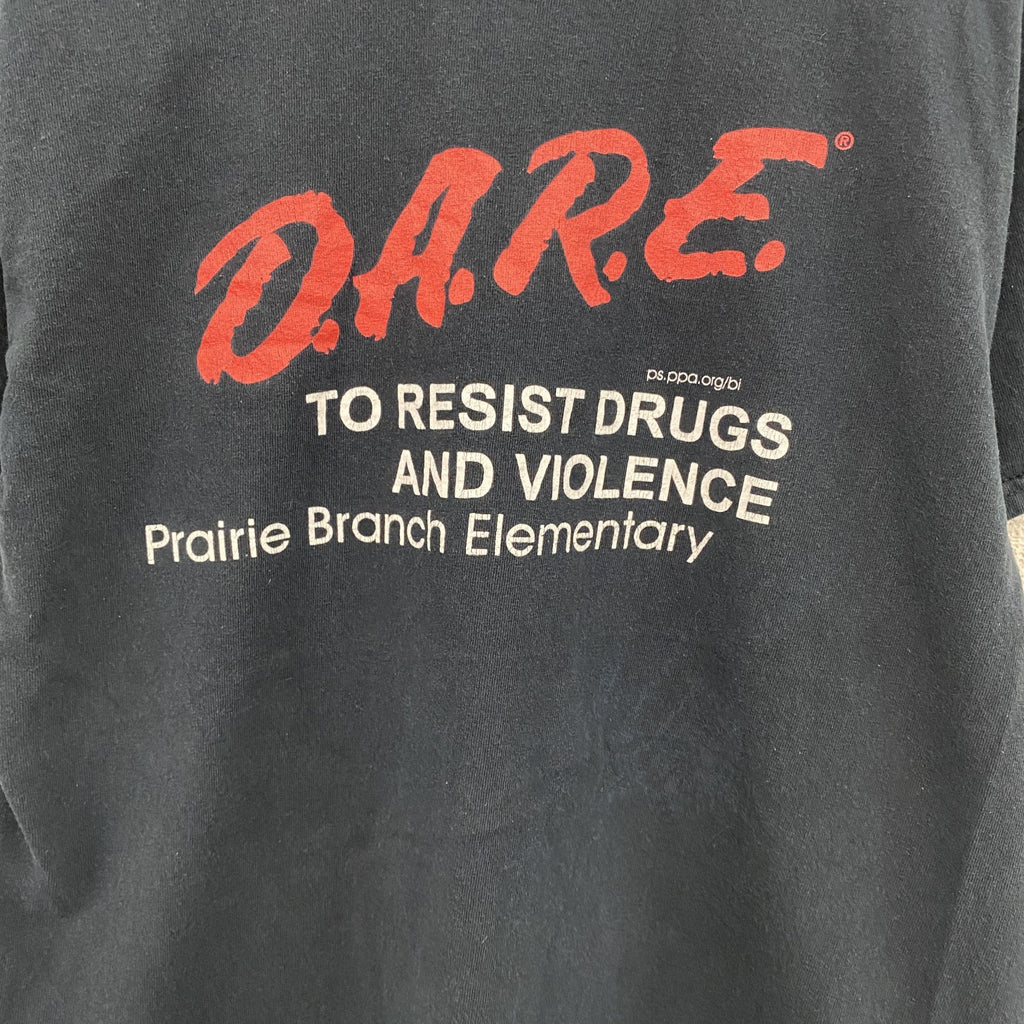 GILDAN　ギルダン　半袖プリントTシャツ　メッセージT　D.A.R.E.　_　ブラック　Mサイズ　古着