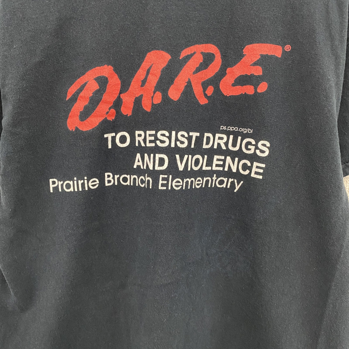 GILDAN　ギルダン　半袖プリントTシャツ　メッセージT　D.A.R.E.　_　ブラック　Mサイズ　古着