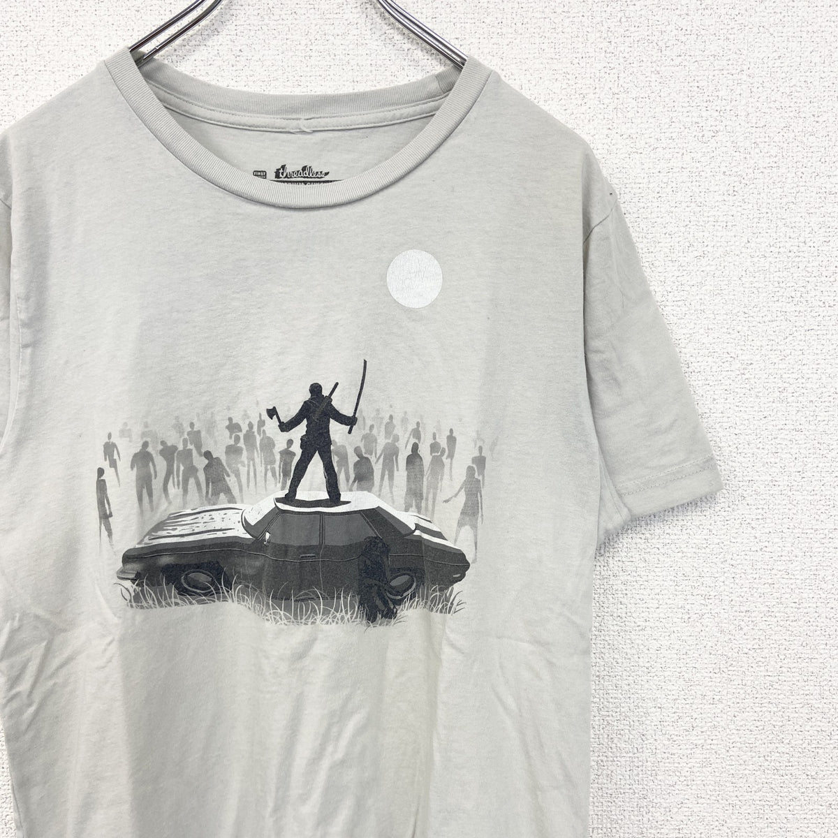 threaddless　半袖プリントゲームTシャツ　ゾンビサバイバル　灰色　グレー　Mサイズ　古着
