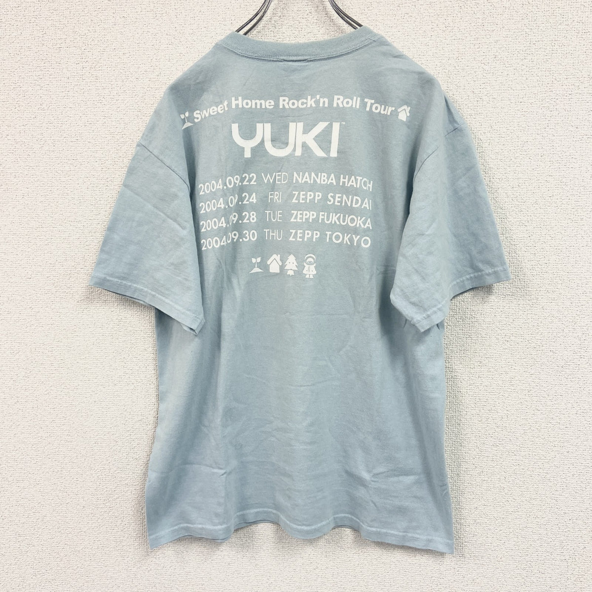 00s　Anvil　YUKI　ユキ　半袖ミュージックシンガープリントTシャツ　ツアーT　ヴィンテージ　青　ライトブルー　Mサイズ カットソー メンズ コットン 古着