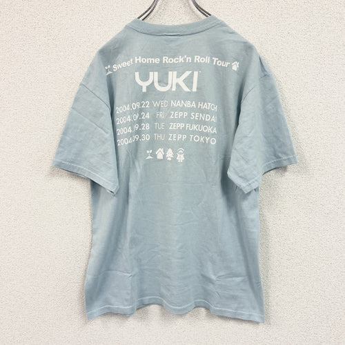 00s　Anvil　YUKI　ユキ　半袖ミュージックシンガープリントTシャツ　ツアーT　ヴィンテージ　青　ライトブルー　Mサイズ カットソー メンズ コットン 古着