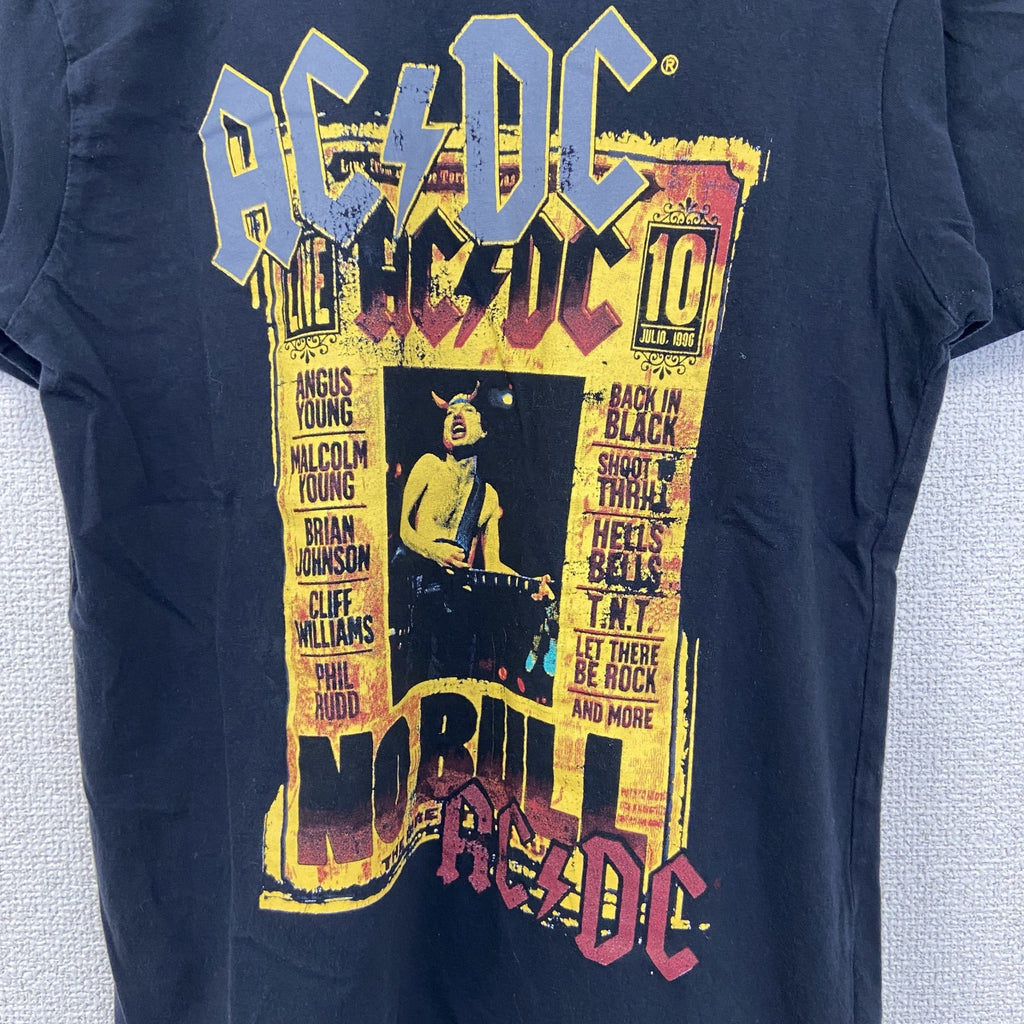 AC/DC　半袖オリジナルバンドプリントTシャツ　カジュアルデザイン　クルーネック　黒　ブラック　レトロ　Sサイズ　古着