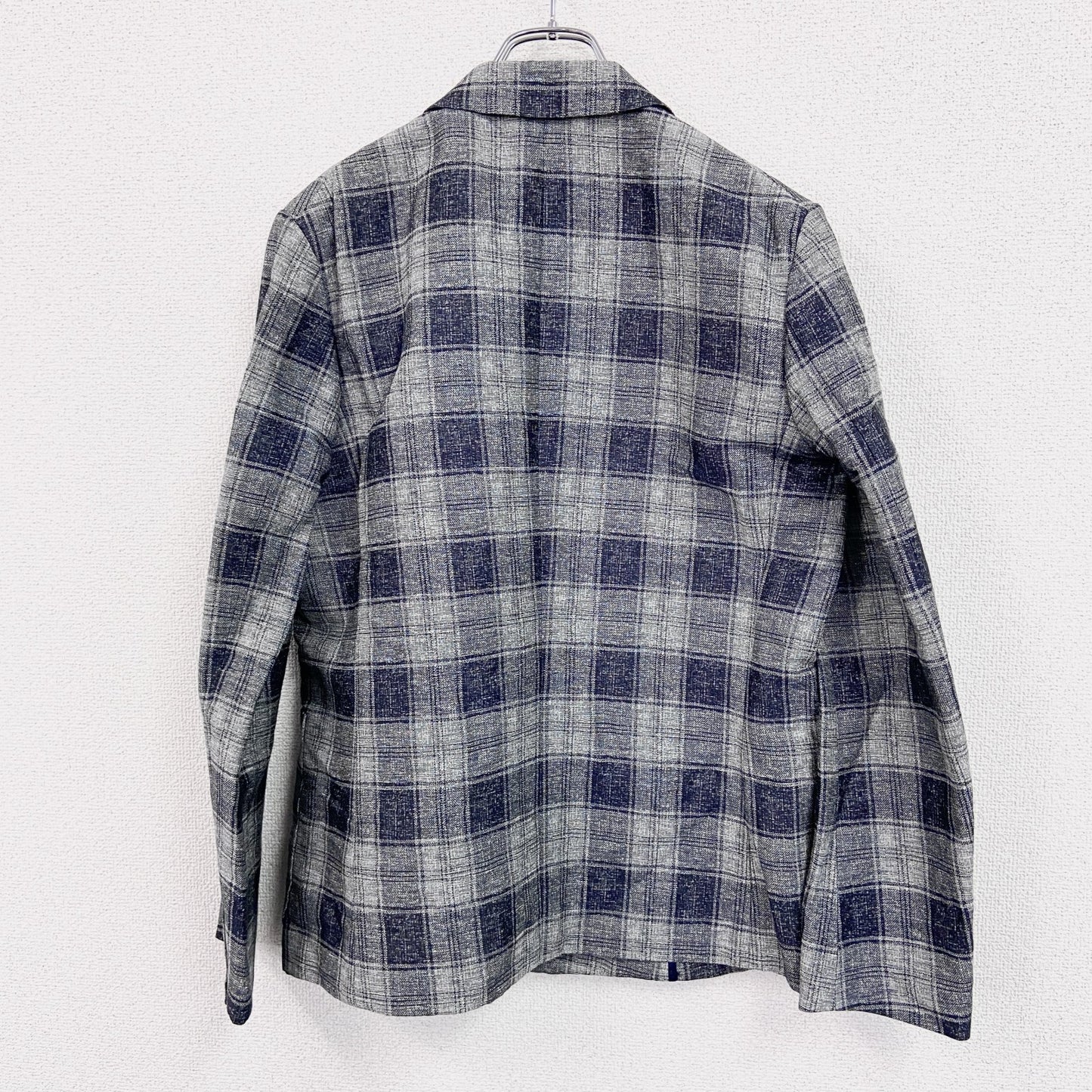 TAKEO KIKUCHI タケオ キクチ　リネン混合テーラードジャケット　ピークドラペル　チェック柄　グレー