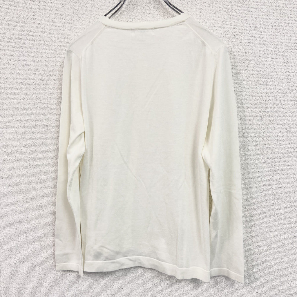 pierre cardin　ピエールカルダン　クルーネックニットカーディガン　オフホワイト　42サイズ セーター ニットセーター メンズ 古着