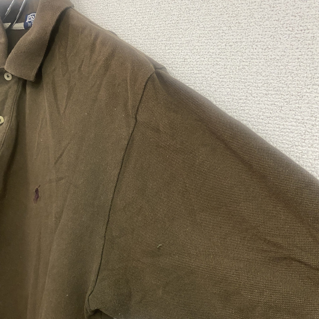 POLO by Ralph Lauren　ラルフローレン　半袖ポロシャツ　刺繍ロゴ　ワンポイント　茶色　ブラウン　Mサイズ　古着