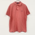 POLO RALPH LAUREN　ラルフローレン　半袖ポロシャツ　刺繍ロゴ　ワンポイント　コーラルピンク　XLサイズ メンズ コットン 古着