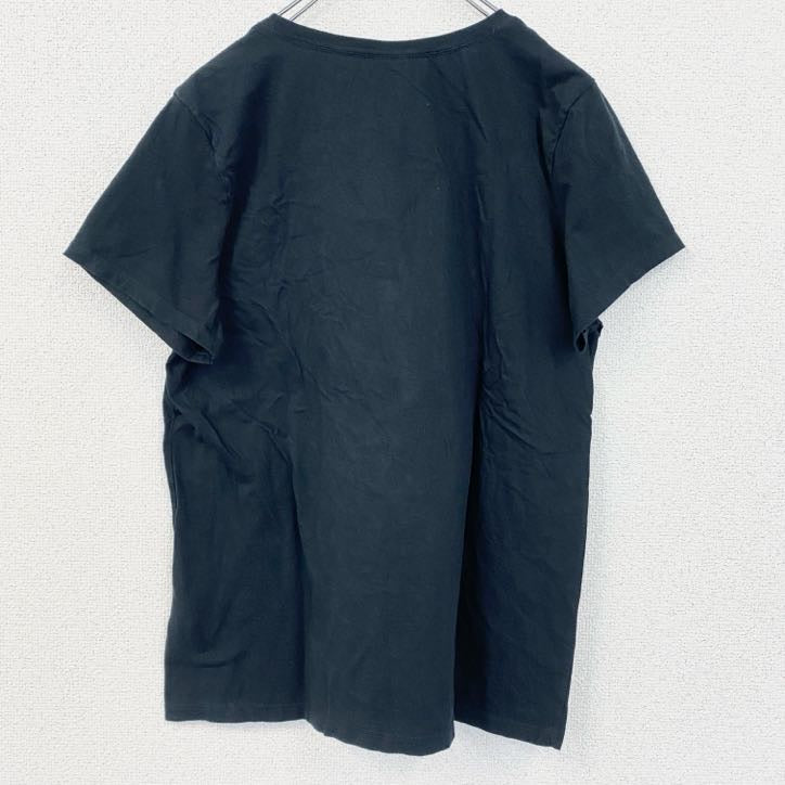半袖プリントTシャツ　クルーネック　レトロデザイン　PEACE OUT　黒　ブラック　Lサイズ　古着