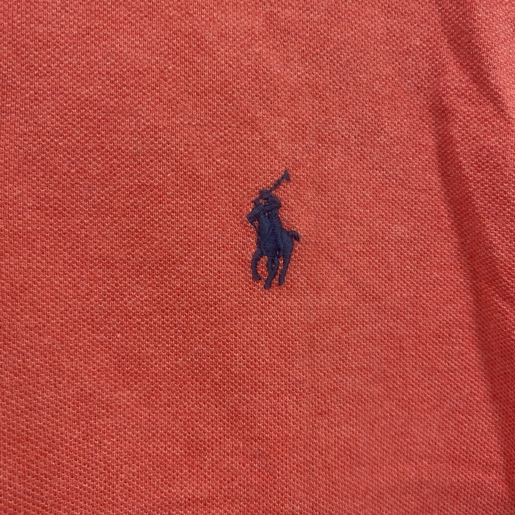 POLO RALPH LAUREN　ラルフローレン　半袖ポロシャツ　刺繍ロゴ　ワンポイント　コーラルピンク　XLサイズ メンズ コットン 古着