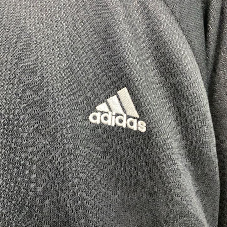 adidas　アディダス　トラックジャケット/ジャージ　黒　ブラック　Lサイズ スポーツジャケット メンズ ポリエステル 古着
