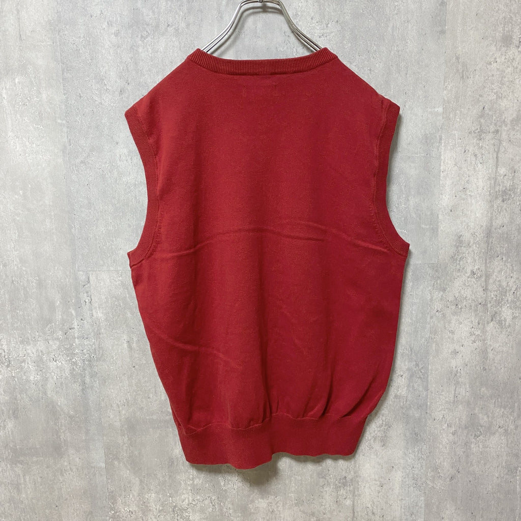 SADDLEBRED　アーガイル柄ニットベスト　セーター　赤　レッド　レトロデザイン　Mサイズ　古着