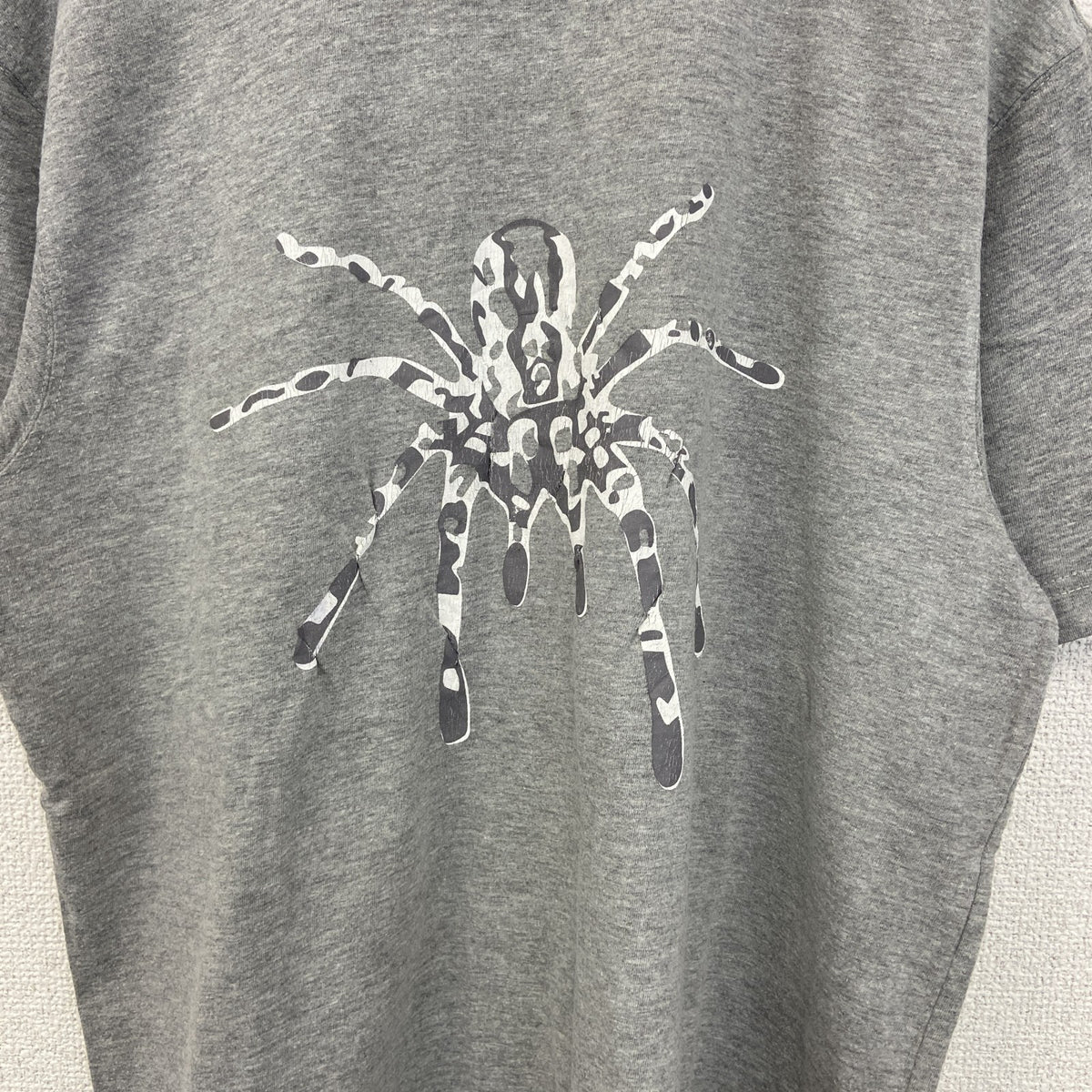 00s　LooKS4u　半袖プリントアニマルTシャツ　スパイダー　蜘蛛　クルーネック　ヴィンテージ　灰色　グレー　古着