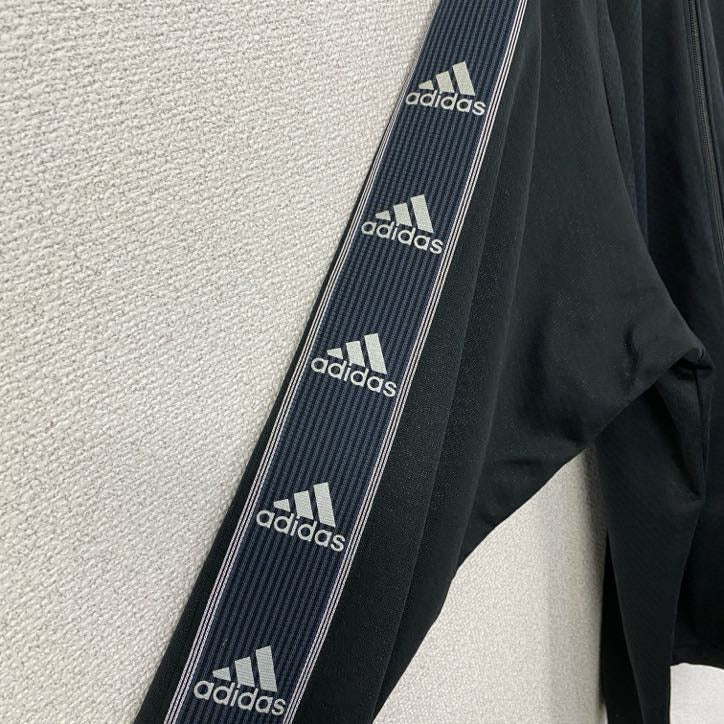 adidas　アディダス　トラックジャケット/ジャージ　黒　ブラック　Lサイズ スポーツジャケット メンズ ポリエステル 古着