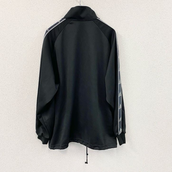adidas　アディダス　トラックジャケット/ジャージ　黒　ブラック　Lサイズ スポーツジャケット メンズ ポリエステル 古着