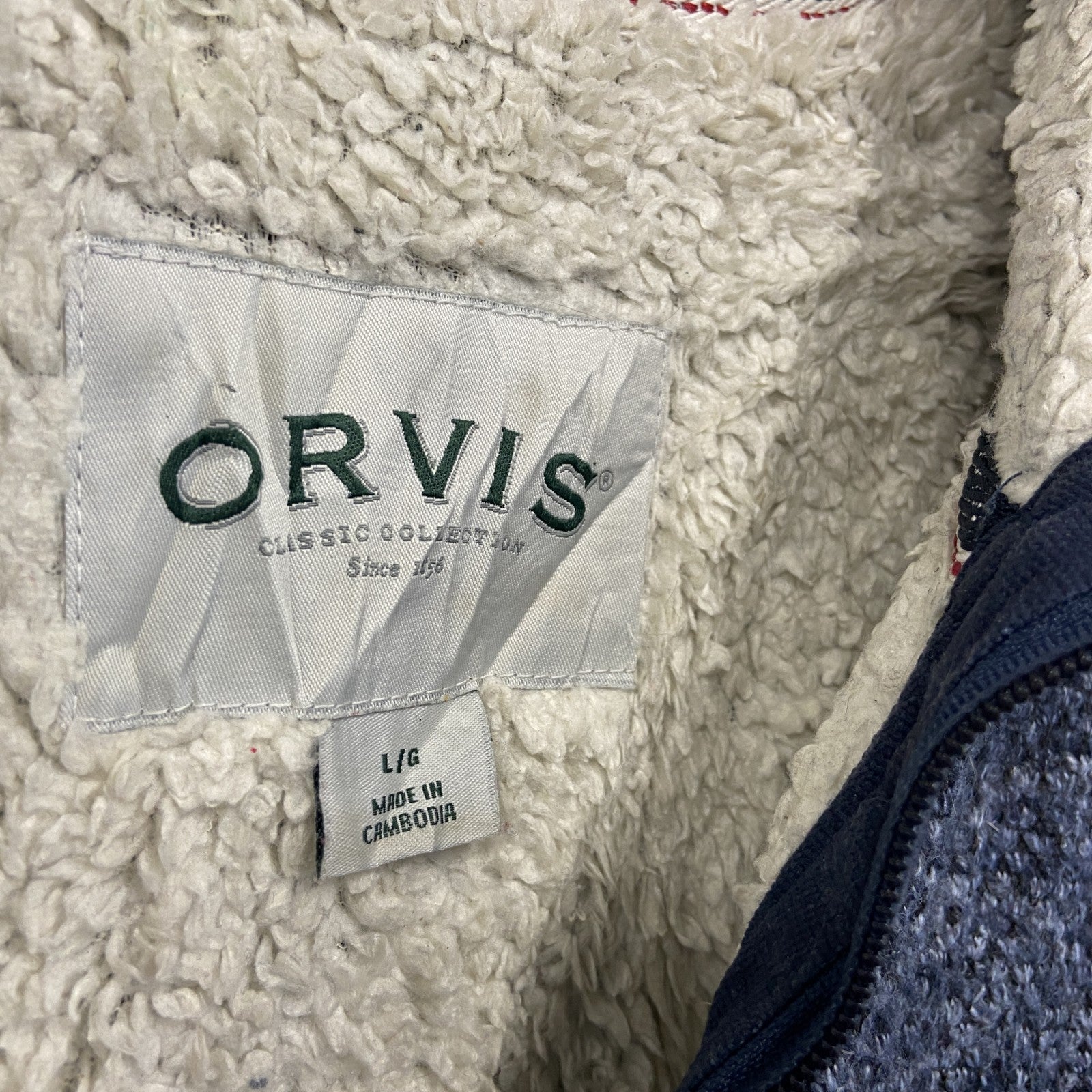 ORVIS　オービス　フリースジャケット/ボアジャケット　ハーフジップ　紺　ネイビー　Lサイズ　古着