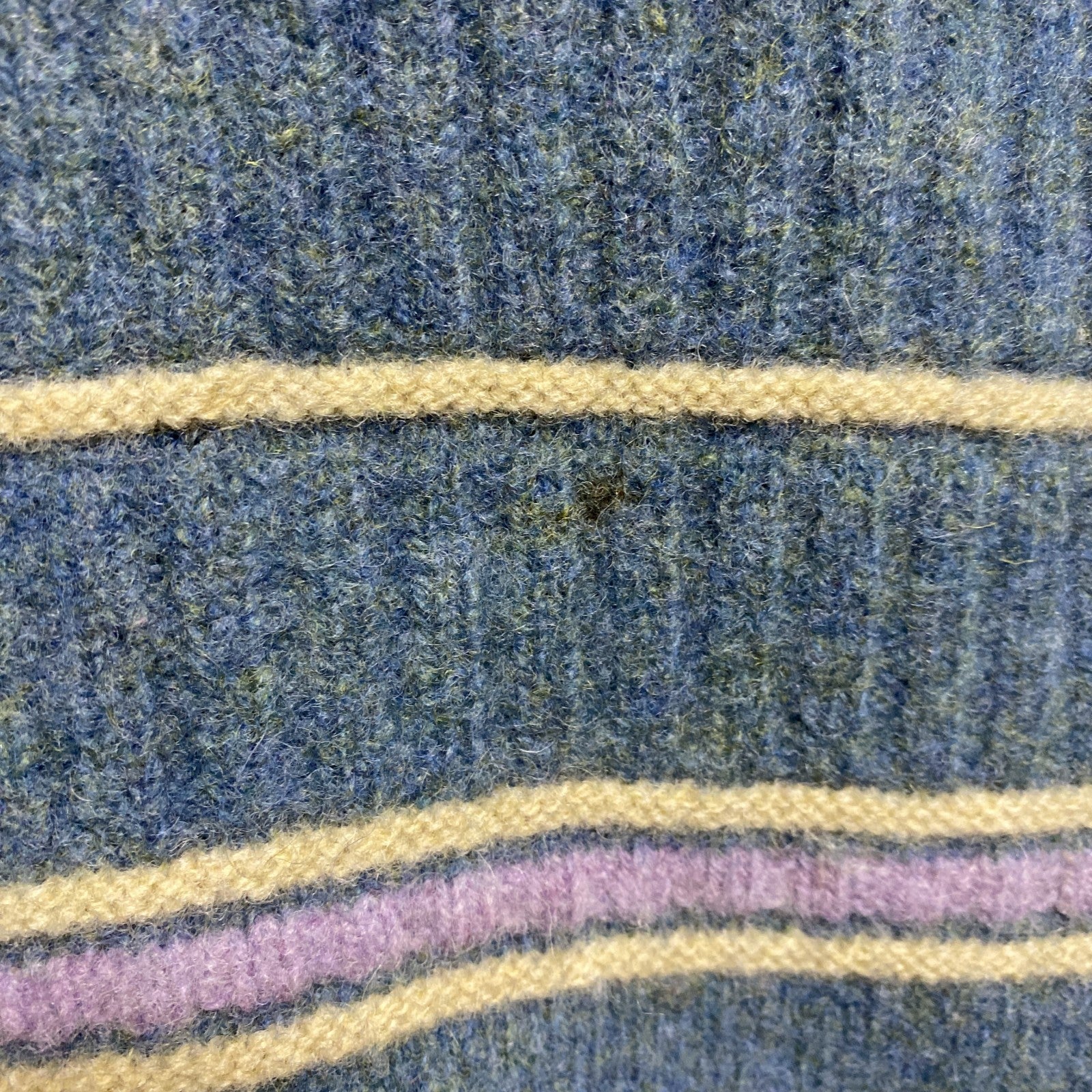 SWEATERSHOP　長袖ボーダー柄ニット　セーター　クルーネック　水色　ライトブルー　イギリス製　Mサイズ　古着