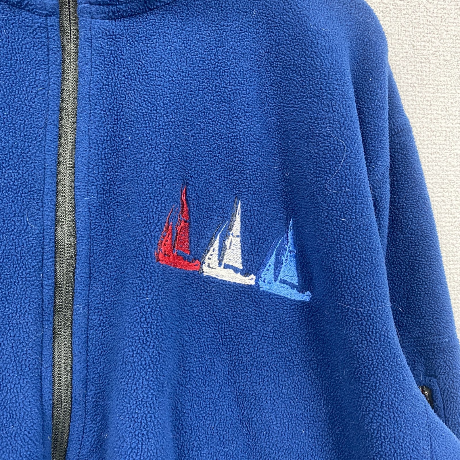 90s　crazy shirts　クレイジーシャツ　フリースジャケット/ボアジャケット　刺繍ロゴ　青　ブルー　XLサイズ　　ヴィンテージ　古着