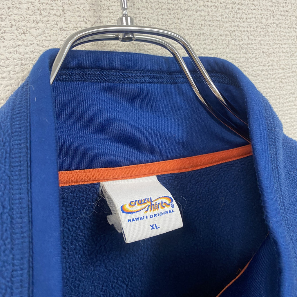90s　crazy shirts　クレイジーシャツ　フリースジャケット/ボアジャケット　刺繍ロゴ　青　ブルー　XLサイズ　　ヴィンテージ　古着