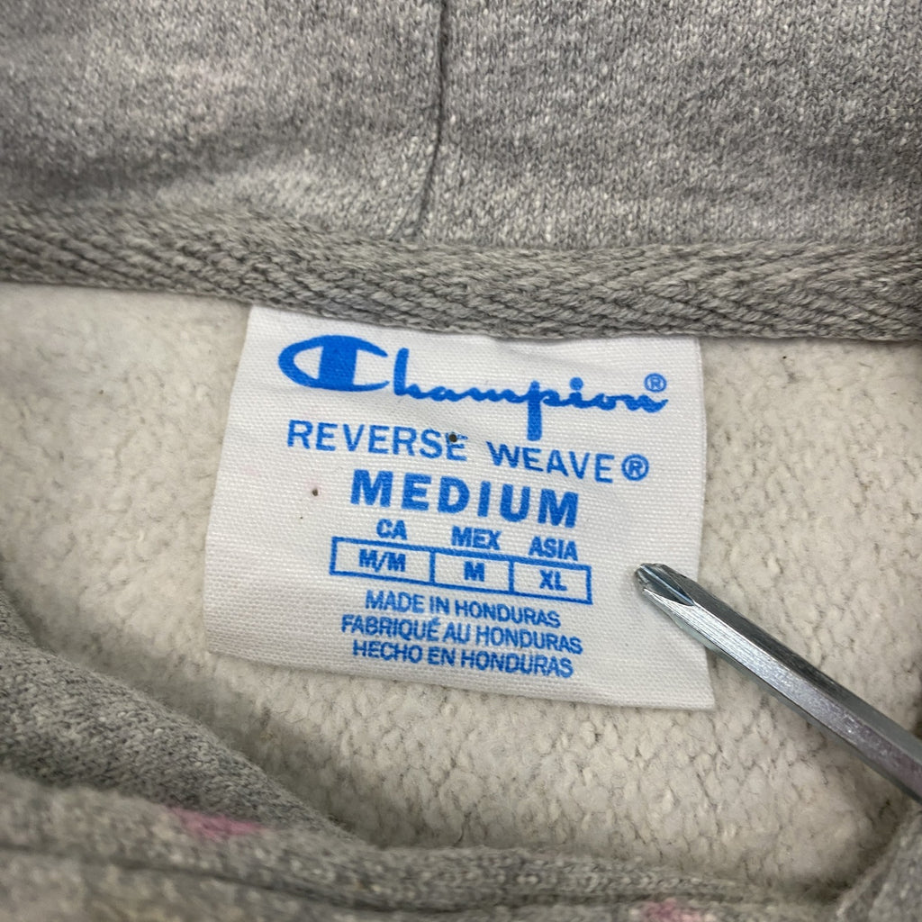 Champion　チャンピオン　リバースウィーブ　スウェットパーカー/フーディー　刺繍ロゴ　霜降りグレー　Mサイズ　古着