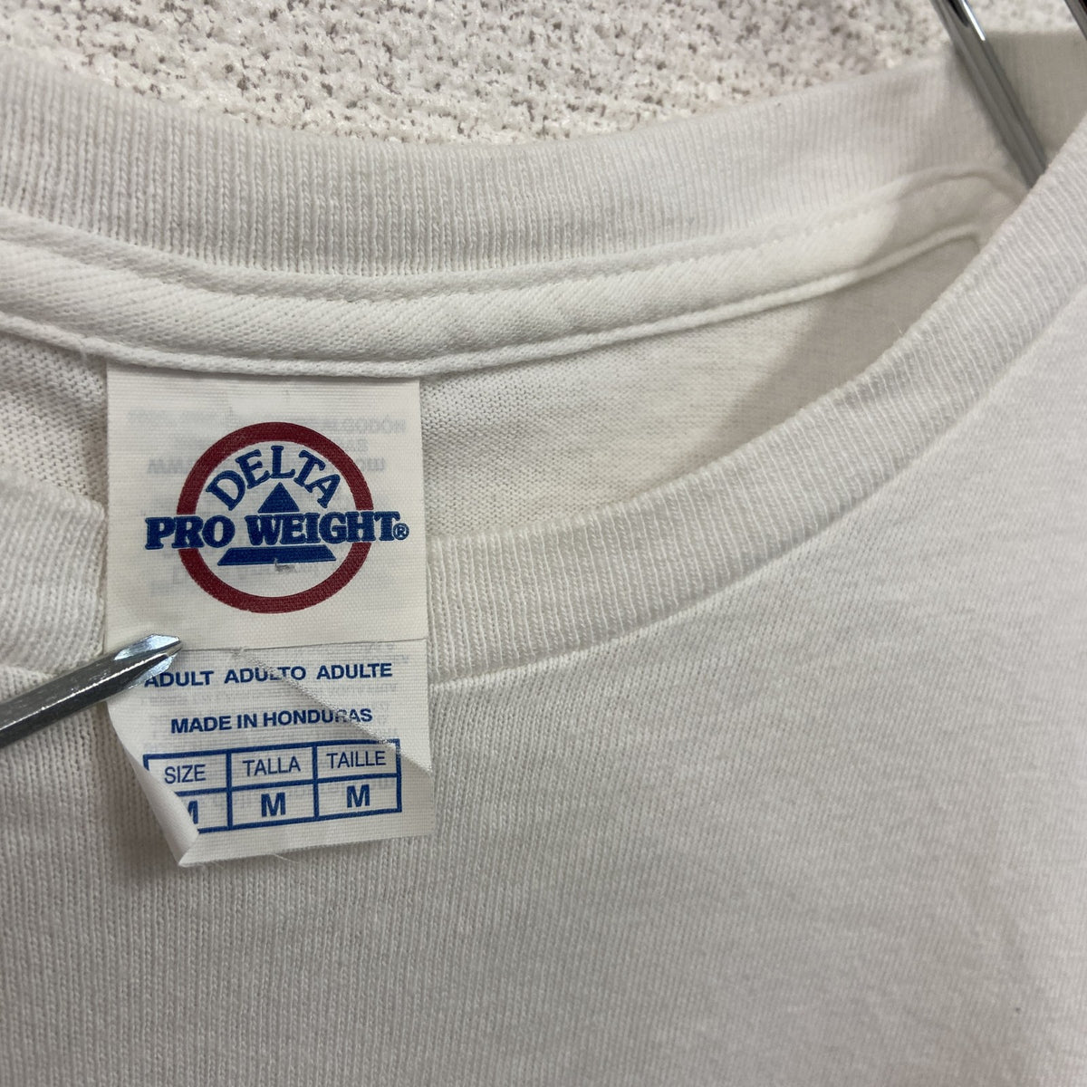 DELTA　デルタ　半袖プリントTシャツ　アーチプリント　白　ホワイト　Mサイズ カットソー メンズ コットン 古着