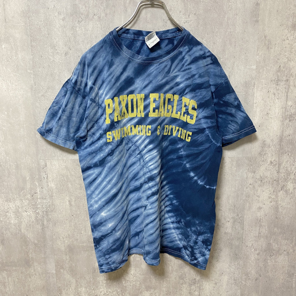 GILDAN ギルダン　半袖クルーネックプリントTシャツ　バックプリント　タイダイ柄　レトロデザイン　Mサイズ　古着