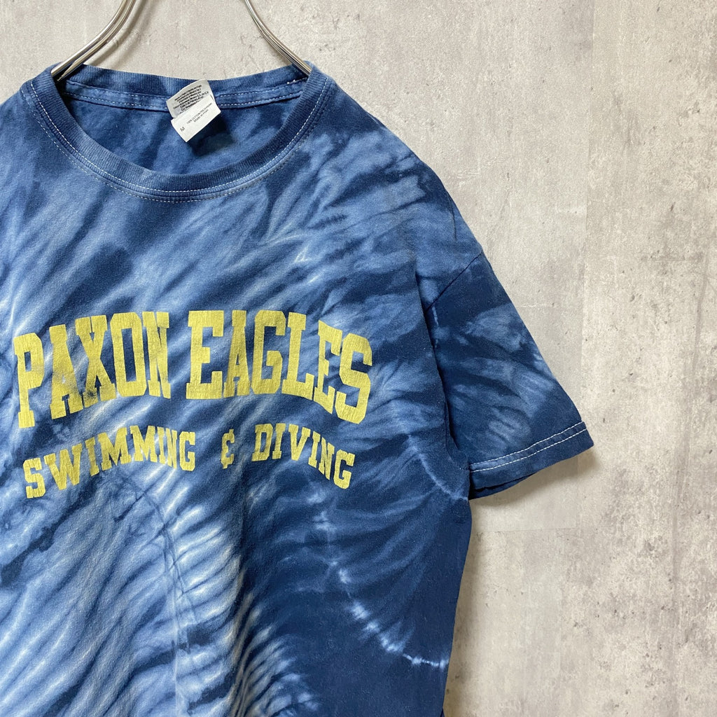 GILDAN ギルダン　半袖クルーネックプリントTシャツ　バックプリント　タイダイ柄　レトロデザイン　Mサイズ　古着