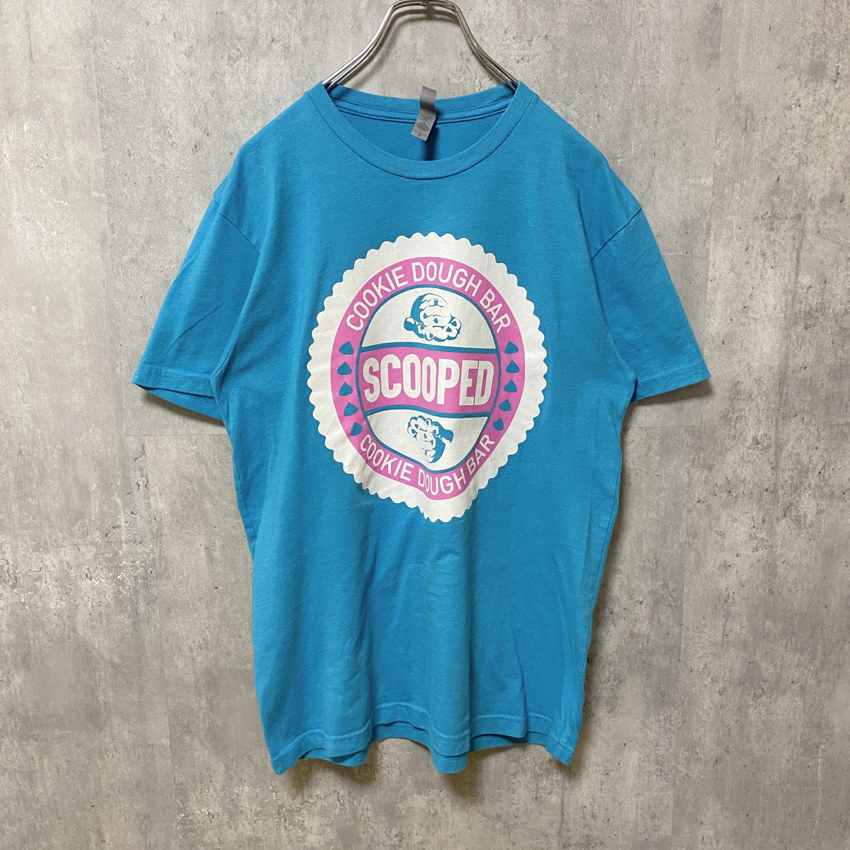 NEXT LEVEL APPAREL 半袖クルーネックプリントTシャツ　水色　ブルー　レトロデザイン　Lサイズ　古着