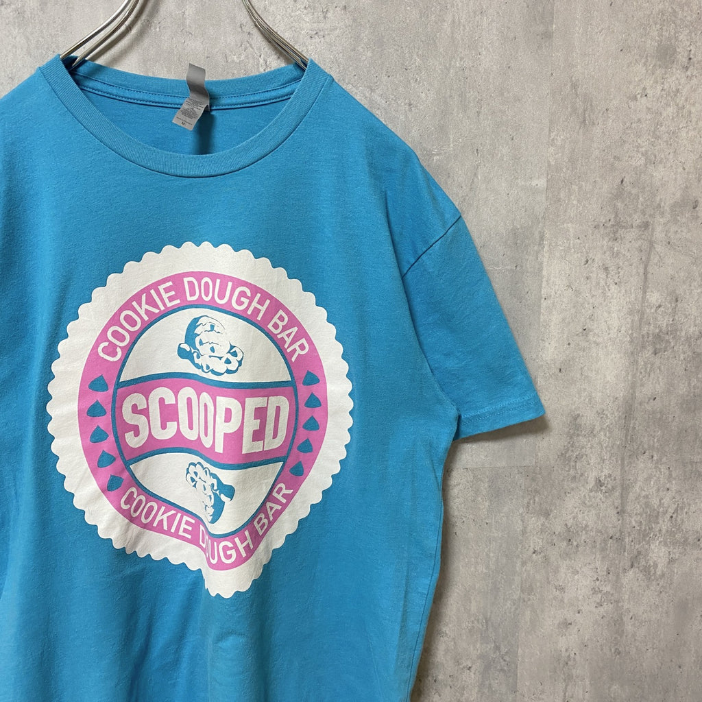 NEXT LEVEL APPAREL 半袖クルーネックプリントTシャツ　水色　ブルー　レトロデザイン　Lサイズ　古着