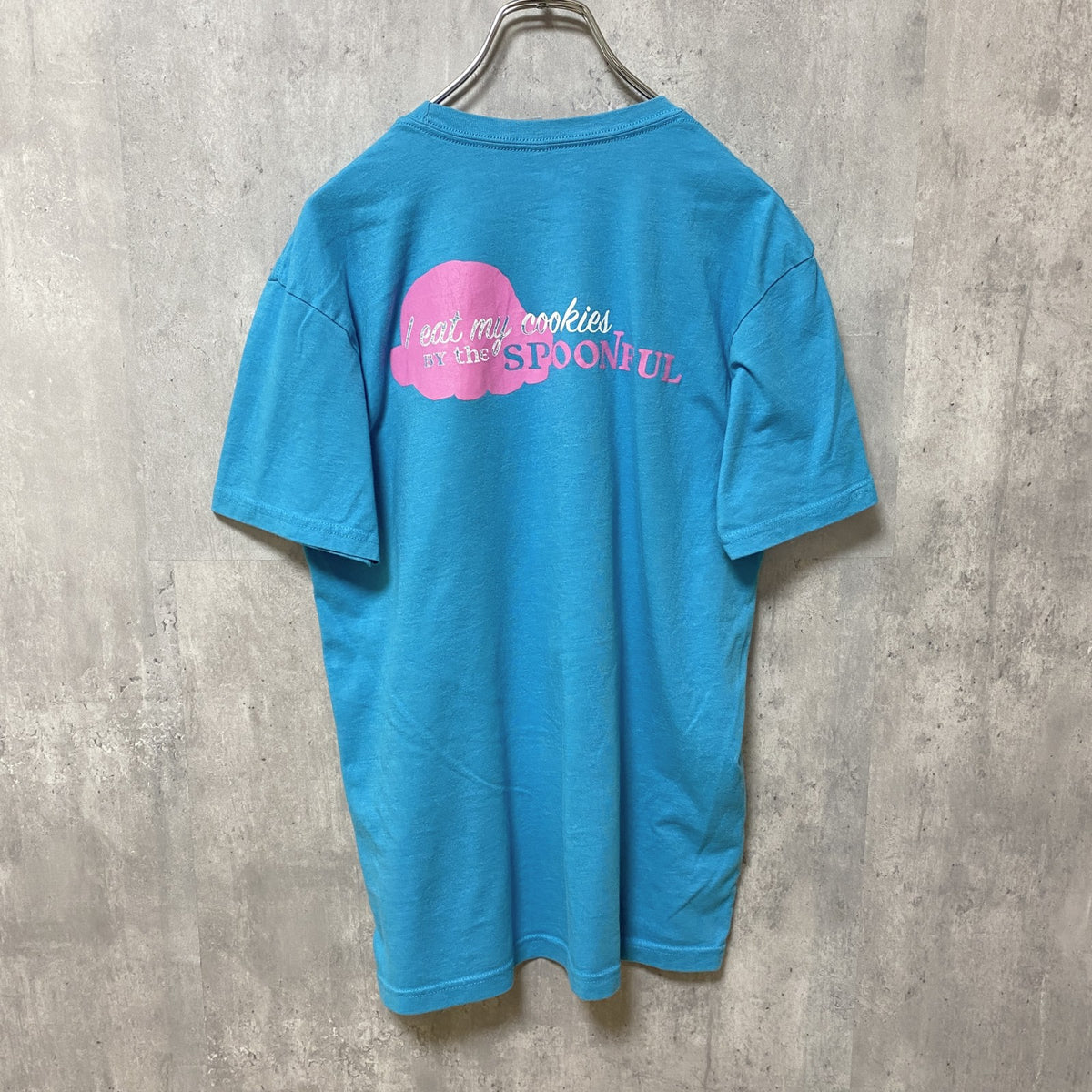 NEXT LEVEL APPAREL 半袖クルーネックプリントTシャツ　水色　ブルー　レトロデザイン　Lサイズ　古着