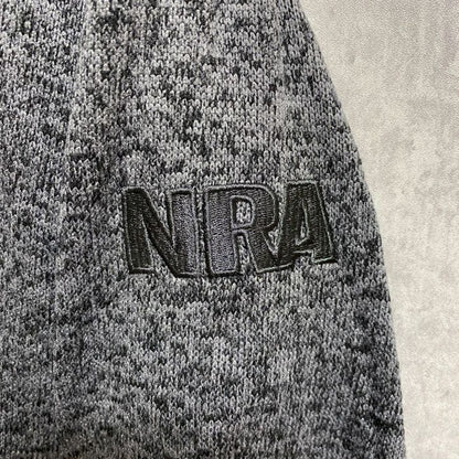 古着 used　NRA　長袖ハーフジップフリース　ブルゾン　霜降り柄　ワッペンロゴ　ダークグレー　オーバーサイズ　XLサイズ