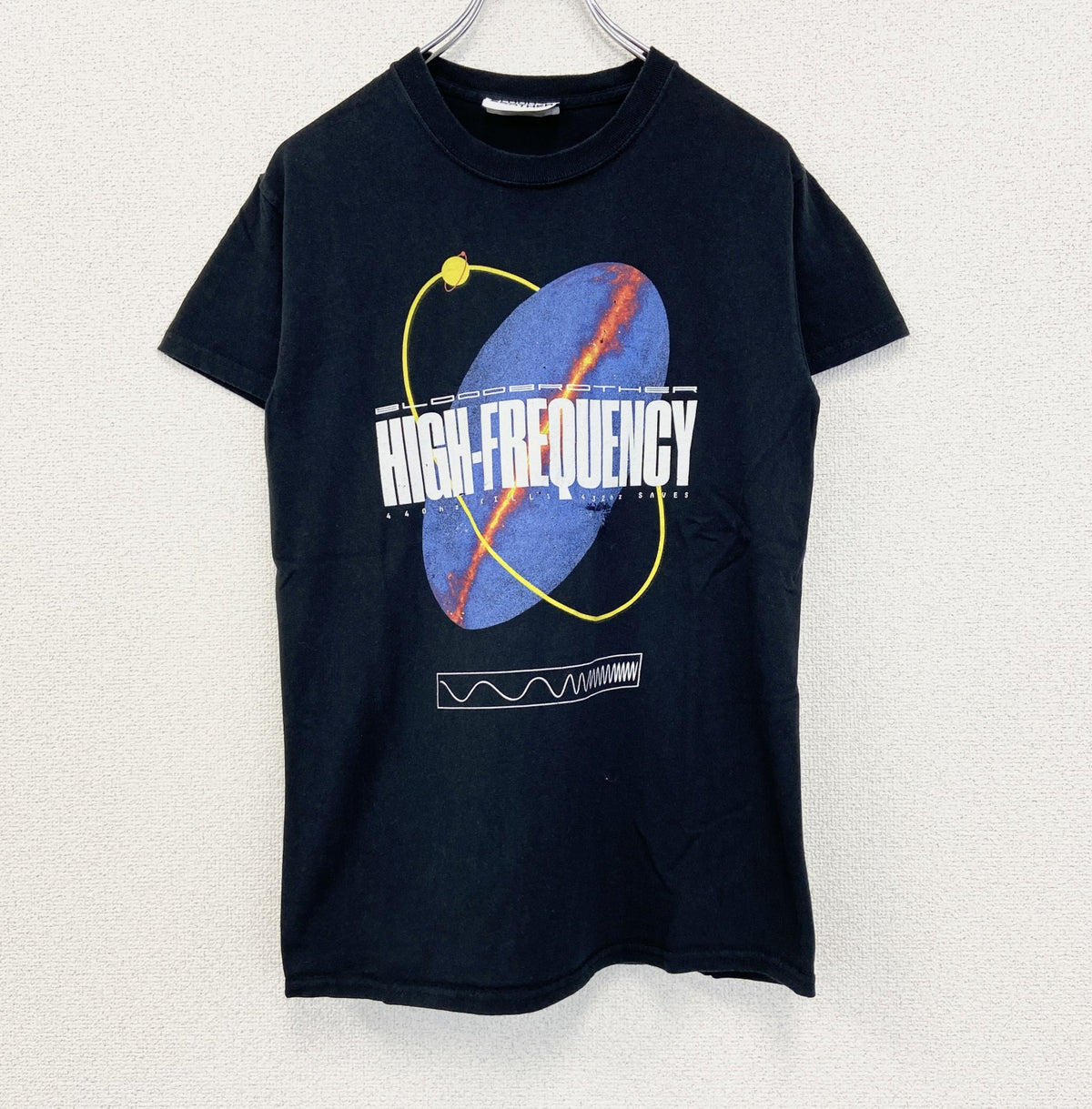BLOOD BROTHER　半袖プリントTシャツ　宇宙　クルーネック　カジュアルデザイン　黒　ブラック　レトロ　Mサイズ　古着