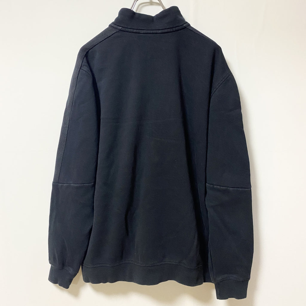 PUMA プーマ　長袖フルジップワンポイントロゴ刺繍スウェット　トレーナー　ハイネック　ブラック　Lサイズ　古着