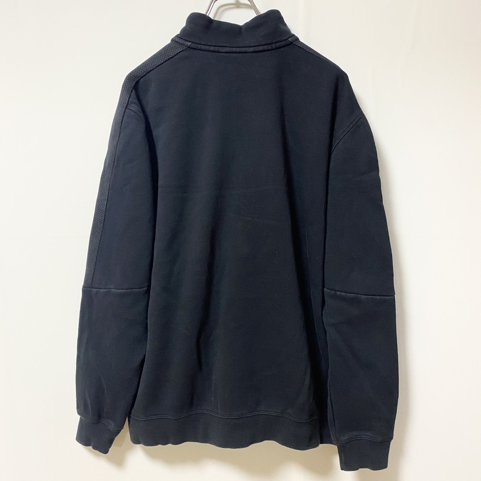 PUMA プーマ　長袖フルジップワンポイントロゴ刺繍スウェット　トレーナー　ハイネック　ブラック　Lサイズ　古着