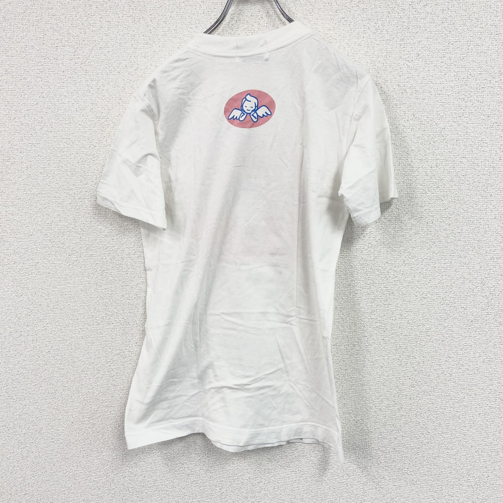 90s　HACHIJYUBUNNO ICHI　半袖プリントTシャツ　天使　ヴィンテージ　白　ホワイト　Sサイズ カットソー メンズ コットン 古着