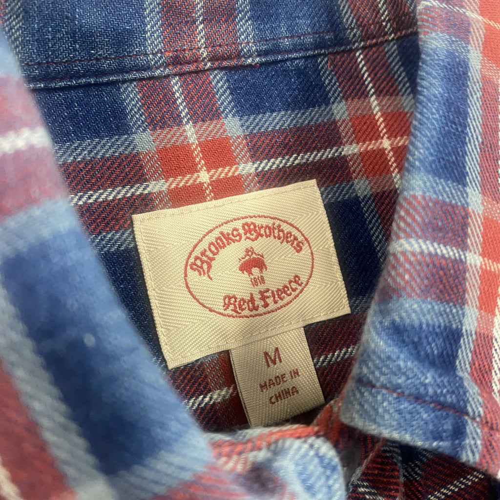 Brooks Brothers　ブルックスブラザーズ　長袖ボタンダウンシャツ　チェック柄　赤　レッド　紺　ネイビー　Mサイズ　古着