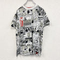 TROURBLE MAKER　POPEYE　ポパイ　半袖プリントTシャツ　総柄　アメコミ柄　白　ホワイト　黒　ブラック　Mサイズ　古着