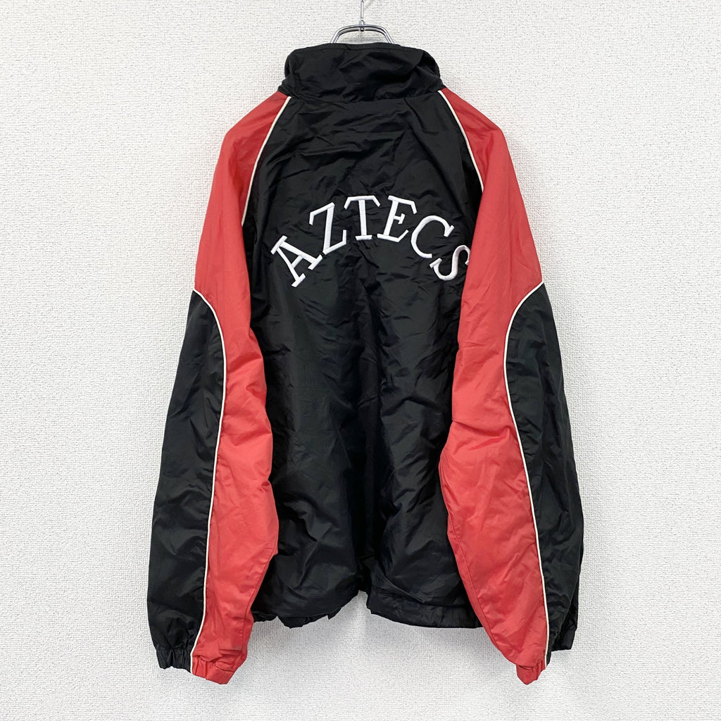 90s～　Eastbay　ハーフジッププルオーバージャケット　ハの字ポケット　アーチプリント　刺繍ロゴ　黒　ブラック　Lサイズ　　ヴィンテージ　古着