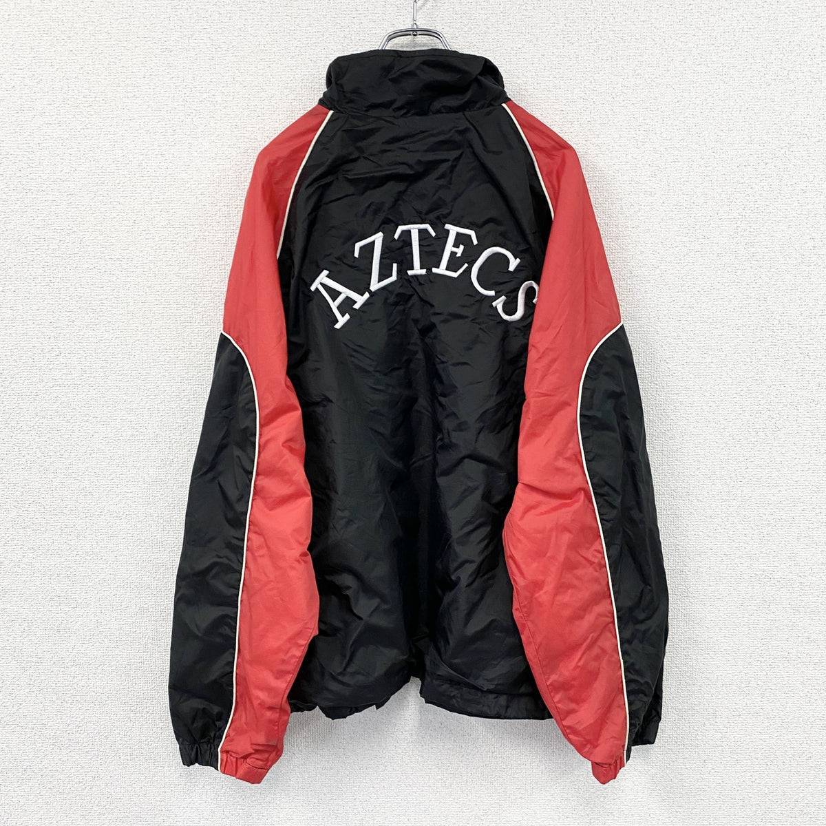 90s～　Eastbay　ハーフジッププルオーバージャケット　ハの字ポケット　アーチプリント　刺繍ロゴ　黒　ブラック　Lサイズ　　ヴィンテージ　古着